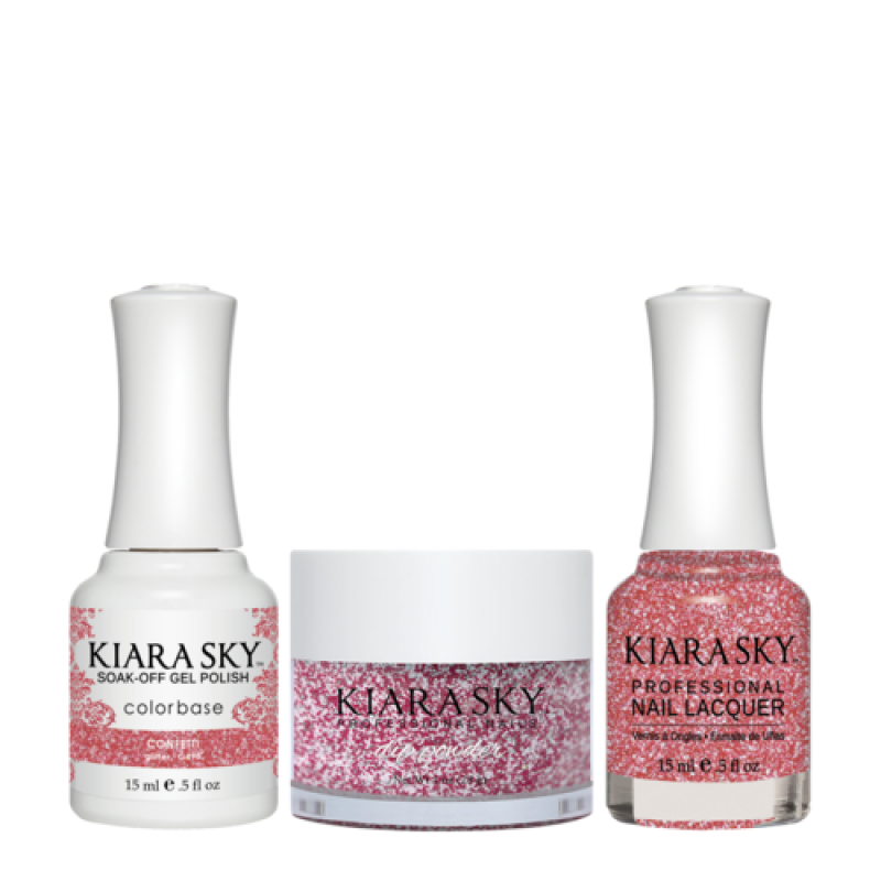 KIARA SKY 3in1 (Dipping Powder + Gel Polish + Nail Lacquer) - DGL 498, Confetti